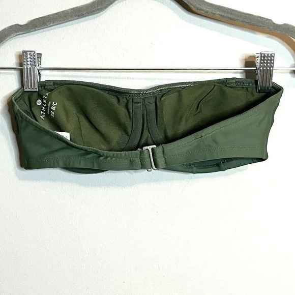 Athleta Womens 32 B/C Bikini Top Bandaeu Green Underwire Strapless Padded Molded - Picture 2 of 9
